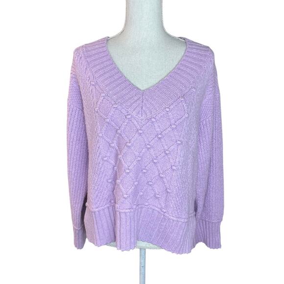 Maeve Anthropologie Tillie V-Neck Pullover Sweater Oversized Purple Lilac NEW - Picture 1 of 8